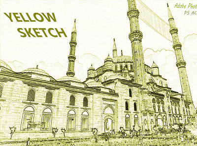 Yellow Sketch PS Effect Action abstract add ons effect photoshop ps effect sketch structure