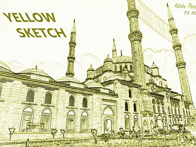 Yellow Sketch PS Effect Action abstract add ons effect photoshop ps effect sketch structure
