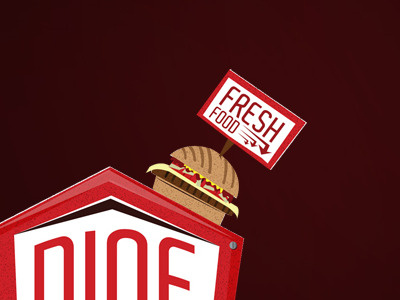 Dinedash Logo 1950s burgers food graphics illustrations logos signs vector vintage