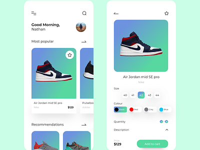 Shoe store app design