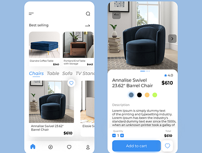 furniture store app design app branding commerce design freelance furniture icon marketing store ui