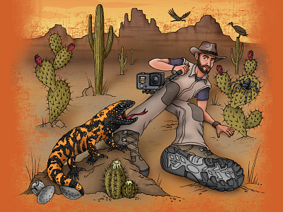 Brave Desert brave wilderness cactus coyote peterson desert gila monster illustration