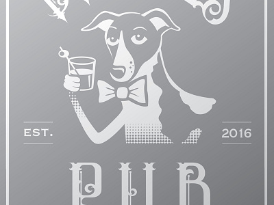 Mr. Biggie's Pub Mirror dog drink etched mirror illustrator pub pub mirror