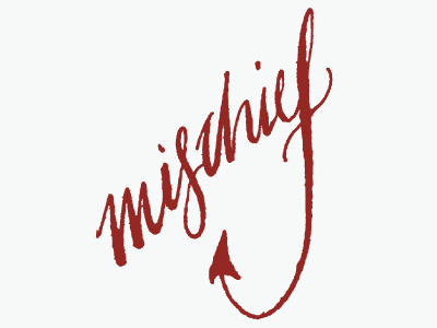 Mischief fragrance hand type identity logo lounge logotype mischief red