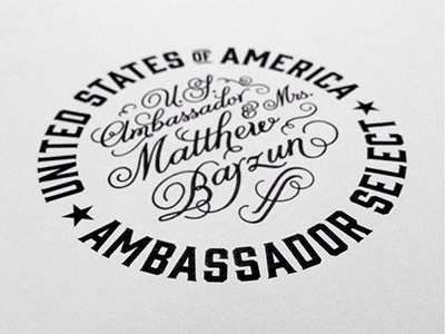 Ambassador Select ambassador crest enclosure script seal usa whiskey