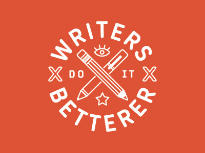 Writers Do It Betterer author badge creative writing innuendo journalism kentucky lockup logo louisville pen pencil writer