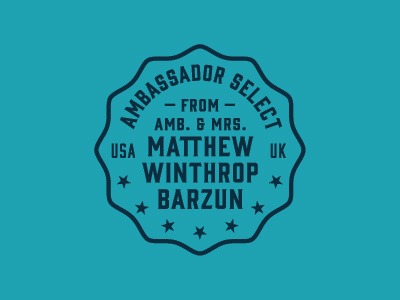 Ambassador Select badge design enclosure graphic design lockup medallion star typography uk usa