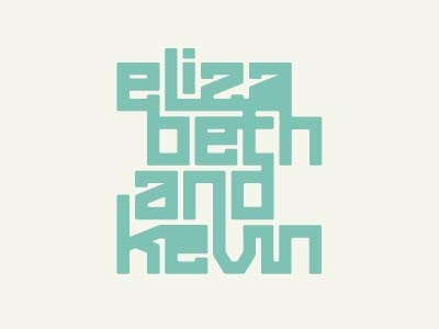 Elizabeth and Kevin badge custom design identity lettering lockup logo logotype modern type typography wedding