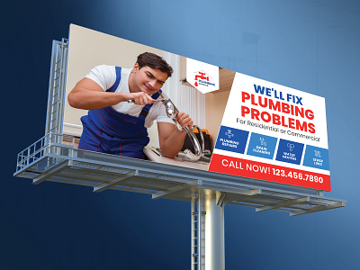 PLUMBERS BILLBOARD TEMPLATE billboard design psd billboard plumber plumber plumber billboard plumber service billboard