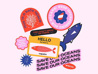 Save Our Oceans badge illustration ocean ocean life preservation sticker design