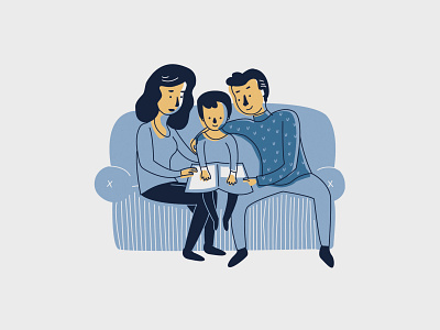 Stay Home blue book coronavirus couch cozy design family illustration illustrator love reading stayhome together winter yellow