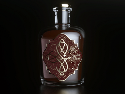 Glassco Pub Hooch 3d alcohol blackletter bottle branding c4d identity label lettering pattern plaid render tartan type typography whiskey