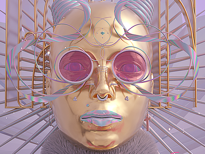 CA Closeup 3d ball c4d fashion holographic illustration psychedelic render streetwear style
