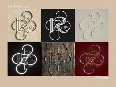 S R Monograms 3d branding c4d deco folk identity illustration lettering logo monogram render type typography