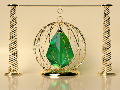 Caged 3d c4d emerald fashion illustration jewel jewelry render