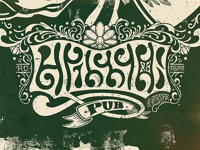 Groovy Pub groovy illustration lettering ornaments psychedelic pub scrolls tshirt type