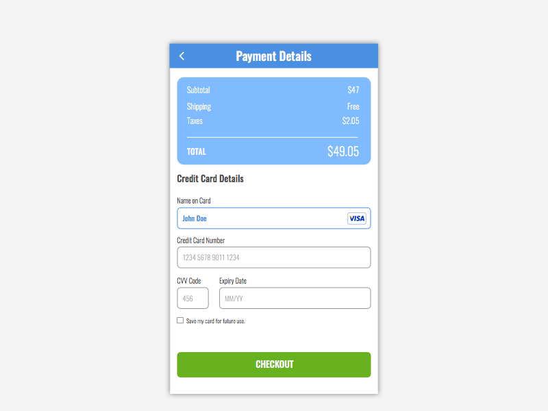 Daily UI Day #002 - Credit Card Checkout 002 credit card checkout sketch dailyui ux ui challenge mobile app