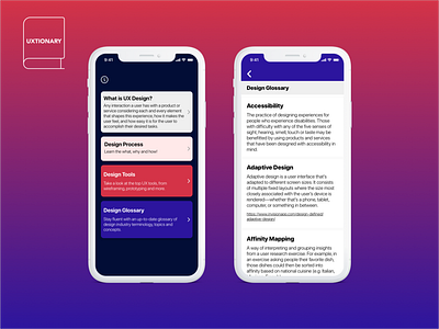 UXtionary - A Dictionary for UX and More...! design mobile mobile app design react native ui ux