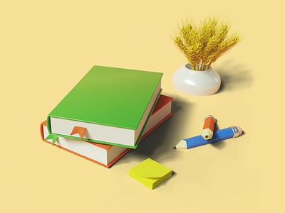 Books 3d 3dart 3dartist 3dillustration adobephotoshop art blender blender3d book design dribbble graphic design illustration library paper pencil vase wheat wiki wikipedia