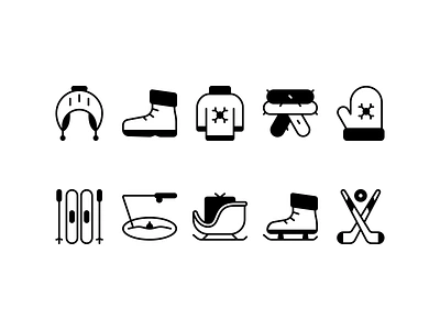 Winter Icons design fishing hockey iceskate icon icon design icon set illustration logo mittens scarf ski sledge sweater ui ux vector winter winterboots winterhat