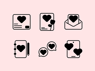 Love icon set buble chat chat design diary heart icon icon design icon set illustration logo love mail peper postcard ui ux valentine vector write