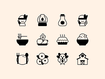 Thanksgiving Icon Sets Design avatar barn cider cranberry cutlery hot soup icon mashed potato native american oil lamp people pumpkin pie thanksgiving tribe turkey vegetables