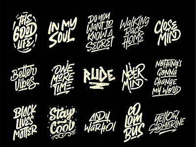 Hand Lettering Collection band branding cohi design handlettering letters music quotes script song tshirt tshirt art typography