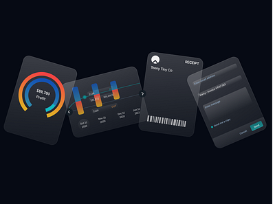 Frosted Banking Feature Cards app bank app banking business app cards ui cash flow design features financial app frosted glass invoice minimal receipt ui
