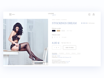 Lingerie | Product card advertising beauty colorful design designer first screen light minimalism modern online shopping product card shop store typography ui ux web webdesign