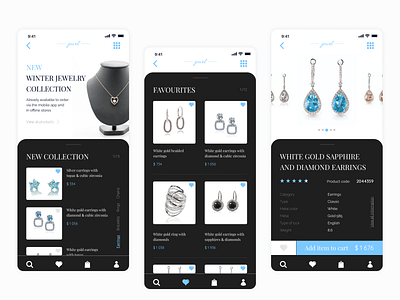 Jewelry | Mobile App app blue branding colorful dark design designer mobile typography ui ux web