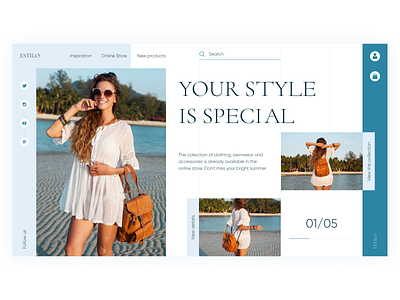 Estilo | First screen branding clothes colorful design designer light online shop store summer typography ui ux web