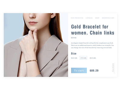 Gold Bracelet | First screen blue branding colorful design designer illustration jewelry logo online store typography ui ux web