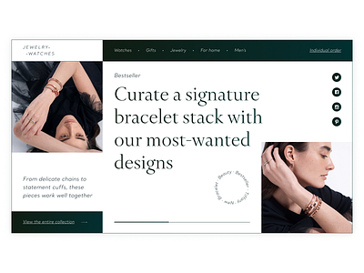 Jewelry | First screen black branding colorful contrast design designer illustration jewelry minimalism typography ui ux watches web white