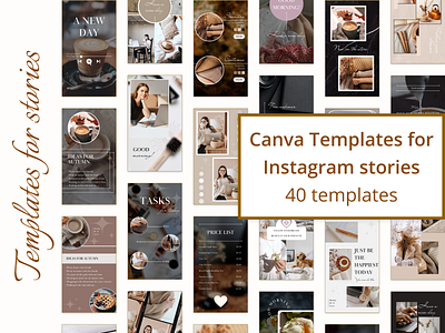 Templates for Instagram stories branding canva colorful creativemarket designer etsy feed illustration instagram logo store stories templates typography