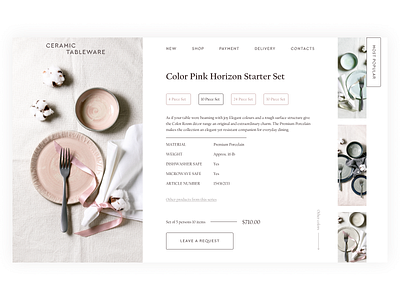 Ceramic Tableware | Product card branding colorful design designer dishes kitchen landing landingpage minimalism shop store typography ui ux web