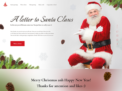 A letter to Santa | First screen colorful design designer first screen illustration landing landing page new year photoshop santa typography ui user experience user interface ux web web design webdesign