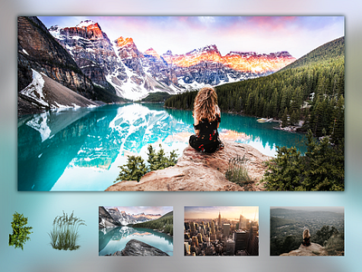 Travel to the mountains | Matte Painting advertising collage colorful design designer first screen graphics illustration journeys matte painting nature nature illustration typography ui ux web