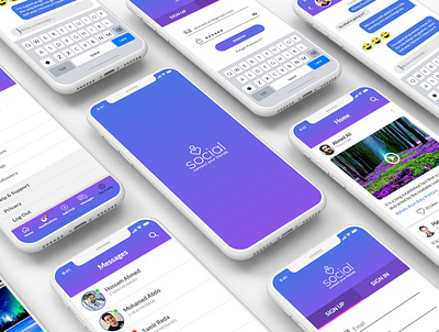 Social Mobile App | UX/UI Design app design gradient ios mobile social splash ui ux