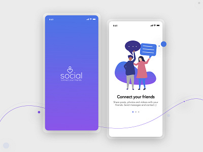 social mobile app app design gradient illustration ios logo mobile ui onboarding social app splash ui ux