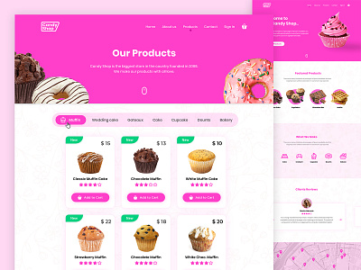 Candy Shop 🧁 candy candy shop cards ui cart ecommerce pink shopping sweet ui ux web design website