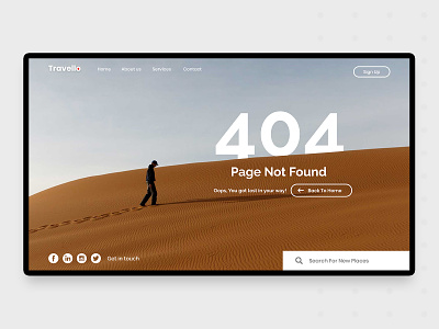 404 (Page Not Found) 404 404 page desert design error lost page page not found travel ui ux web web design website