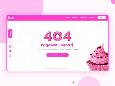 Candy Shop 404 🧁 404 404 error 404 not found design pink ui ux web web design website