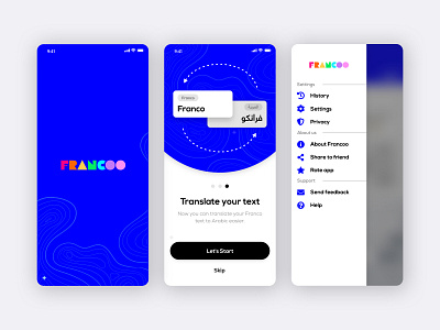 Francoo Mobile UI app arabic design illustration ios language app logo mobile mobile ui translation translator ui uiux design ux