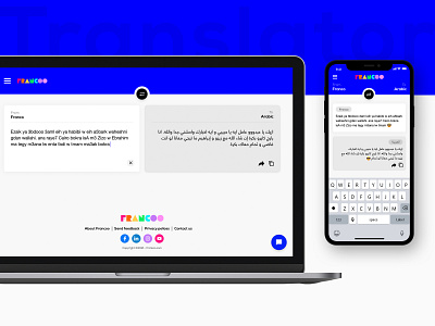 Francoo Translator Application blue design languages mobile ui translation translator ui uiuxdesign ux web web design