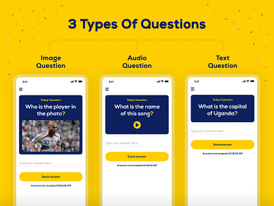 Fazoura Quiz UI ❔ design fazoura game mobile ui play question quiz quiz app quizz quizzes ui ux yellow
