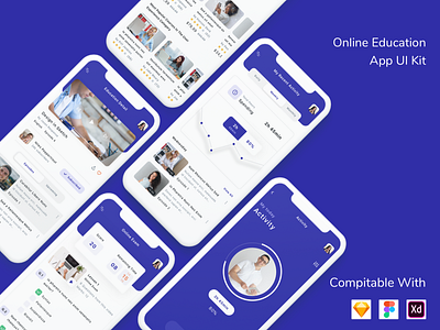 Online Education App UI Kit academy app chart education instructor language learn learning online education ui ui kit