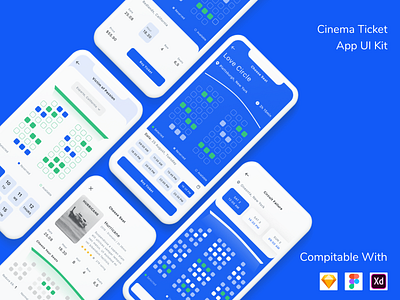 Cinema Ticket App UI Kit app cinema movie ticket ui ui design ui kit ux