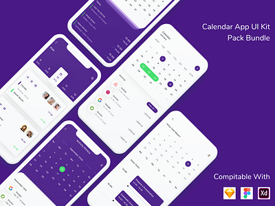 Calendar App UI Kit app calendar schedule ui ui design ui kit ux