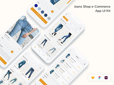 Jeans Shop e-Commerce App UI Kit app b2b c2c ecommerce jeans shop shopping store ui ui kit ux
