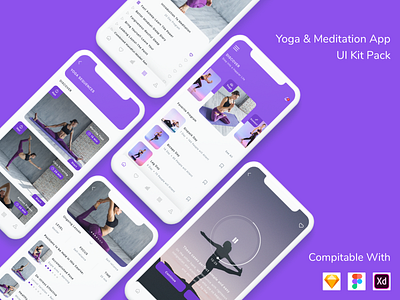 Yoga & Meditation App UI Kit app design kit meditation ui ux yoga